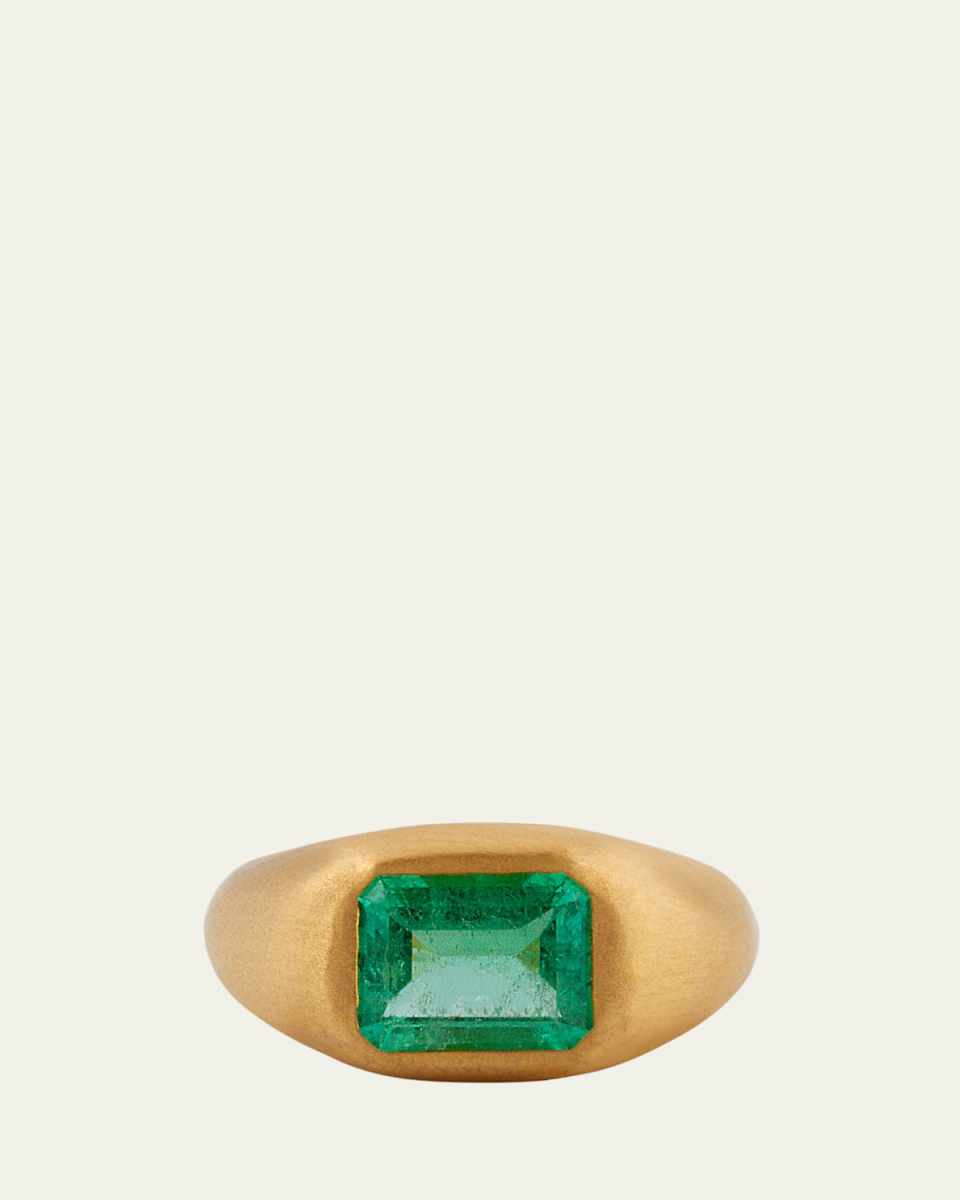 Mint Emerald Signet Ring in 18K Yellow Gold, Size